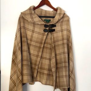 Ralph Lauren Leather Buckle Cape Poncho